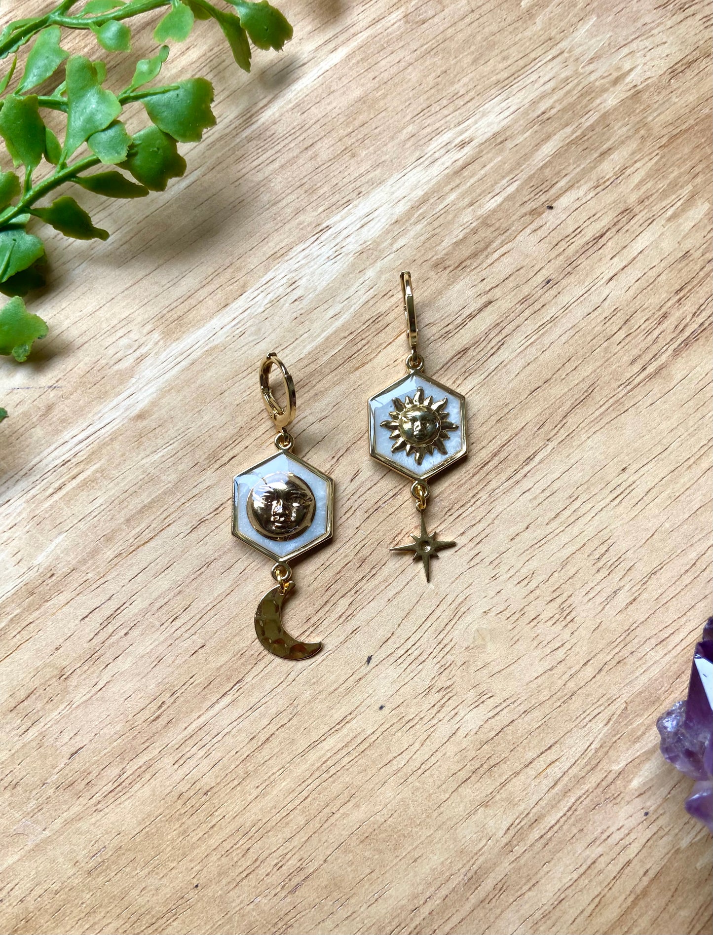 Celestial Hoop Earrings in cloud white