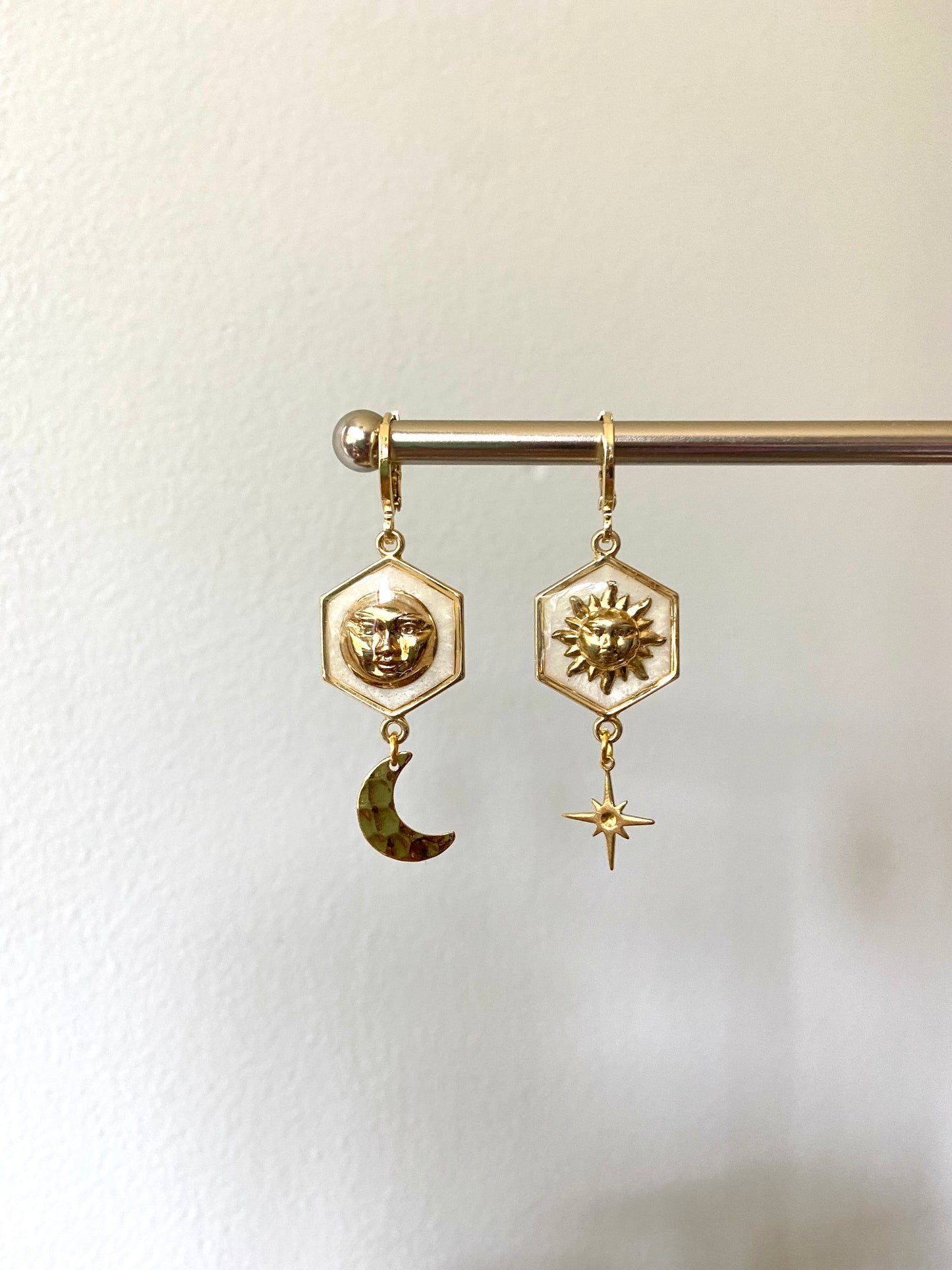 Celestial Hoop Earrings in cloud white