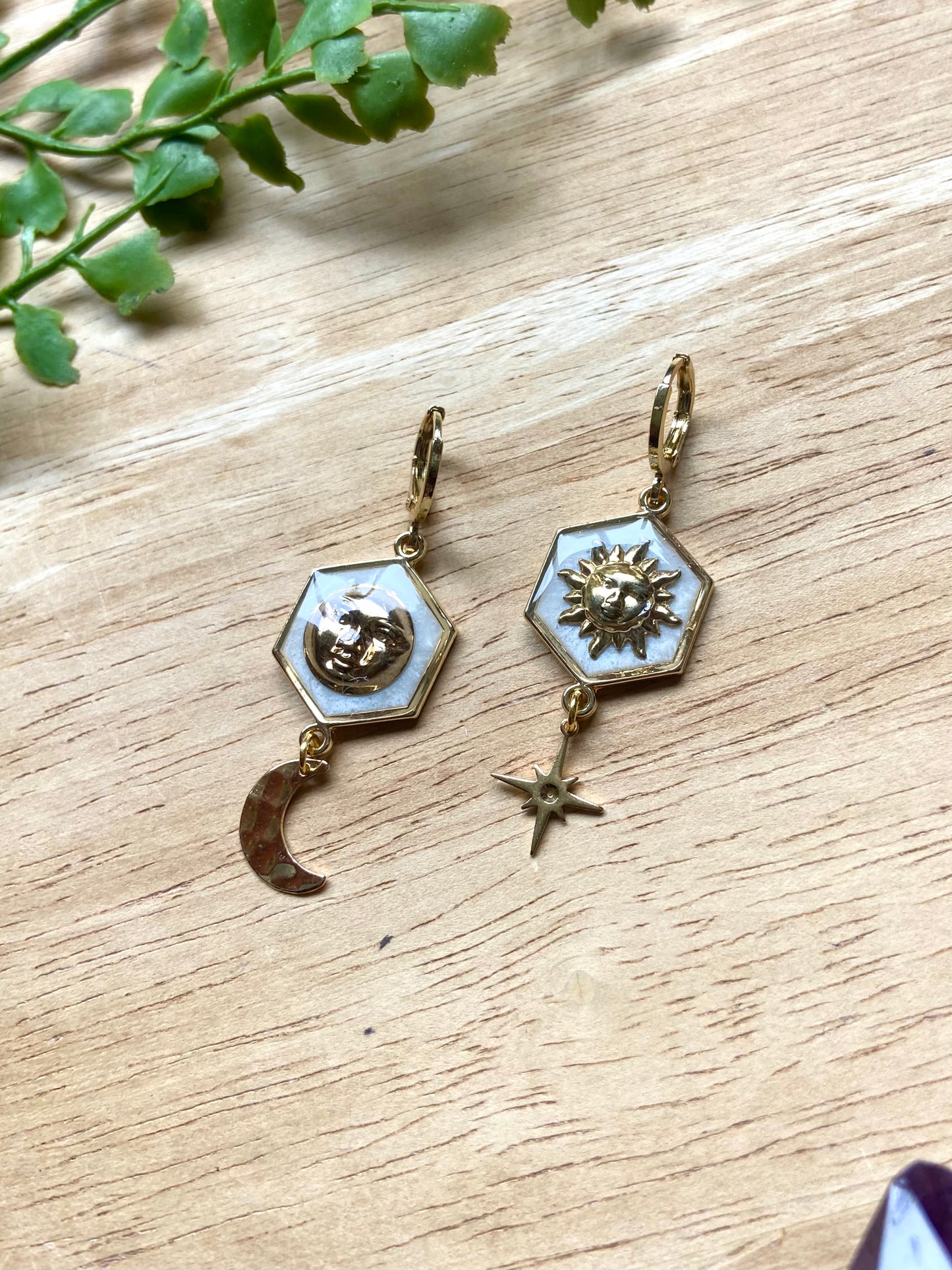 Celestial Hoop Earrings in cloud white