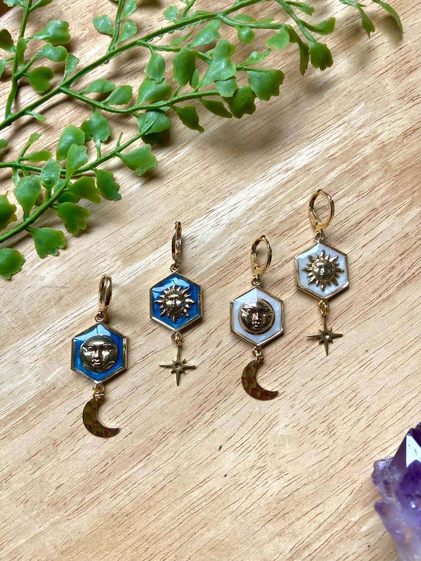 Celestial Hoop Earrings in cloud white